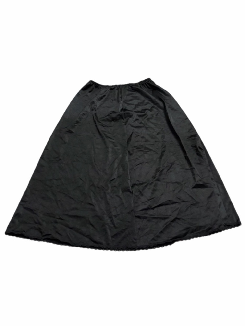 70s European Vintage Triumph Silky Slip Skirt Nylon Lingerie (Black) Size M
